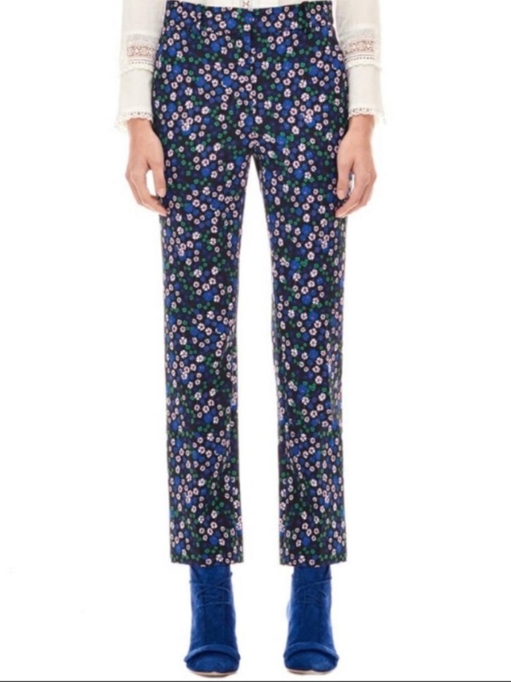Rebecca Taylor Juliet Fleur Straight Leg Pant Womens 4 Floral Print Preppy Twee
